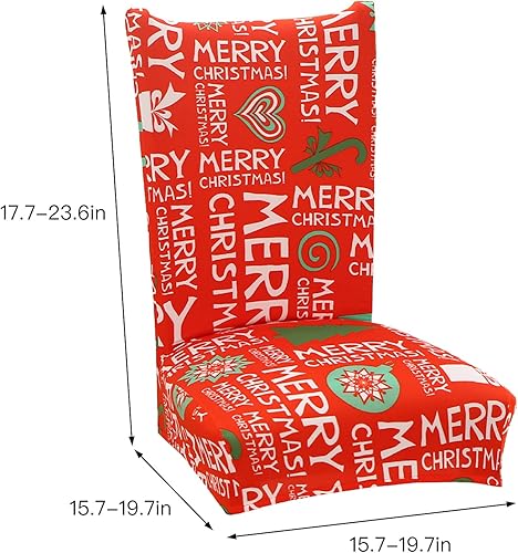 Miniatura 2 de Juego de 4 fundas protectoras para sillas de comedor navideñas, elásticas, extraíbles y lavables, fundas protectoras para sillas de comedor, fundas