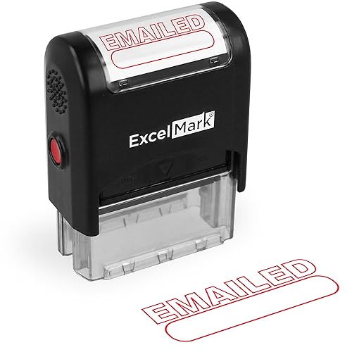 ExcelMark Emailed Stamp Self-Inking Rubber Stamp - Red Ink for