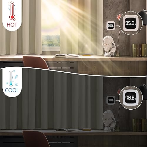 Miniatura 2 de YC WINRRARII Cortinas 100% opacas con ojales para dormitorio de 63 pulgadas de largo, juego de 2 paneles de cortinas de bloqueo, tratamientos de