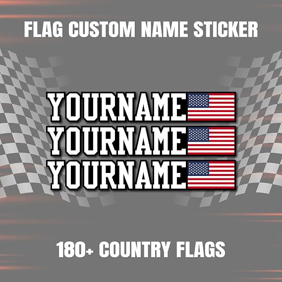 KETABAO 3 pcs Name Flag Sticker Custom Removable Decoration Motorcycle Car Team Club Fairing Helmet Window Use FL1001