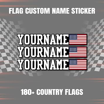 KETABAO 3 pcs Name Flag Sticker Custom Removable Decoration Motorcycle Car Team Club Fairing Helmet Window Use FL1001