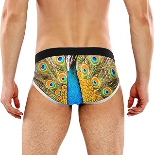 REFFW Slip da Uomo Peacock Fanned out Feathers Bulge Pouch Stretch Boxer Trunk