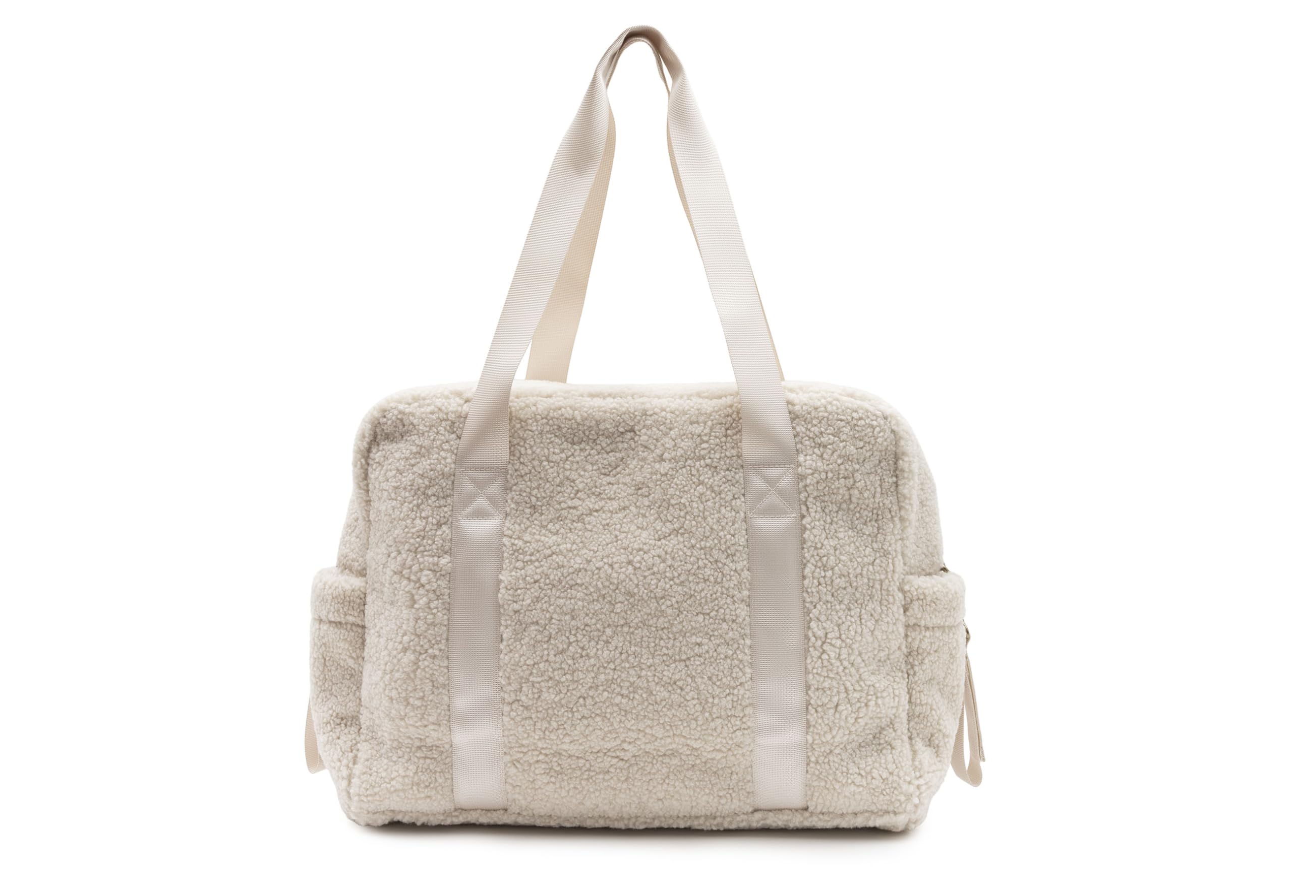 Jollein Wickeltasche - Teddy Lou - Inkl. Wickelunterlage - Mit Fächern & Kinderwagenbefestigung - Flaschenhalter - Sand - 40x30x17 cm