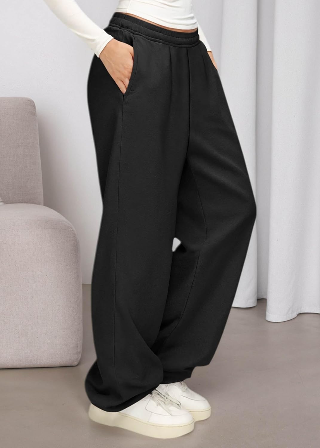 KIRUNDO Sweatpants Women 2025 Fall Baggy Wide Leg Lounge Pants Casual Elastic High Waisted Workout Joggers with Pockets - Image 7
