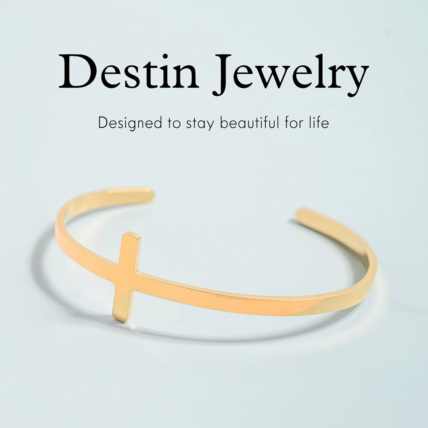 Stainless Steel Cross Cuff Bracelet with Philippians 4:13 Engraving, Inspirational Christian Jewelry for Men & Women, 18K Gold or Silver Finish, Waterproof, Unisex - Image 6