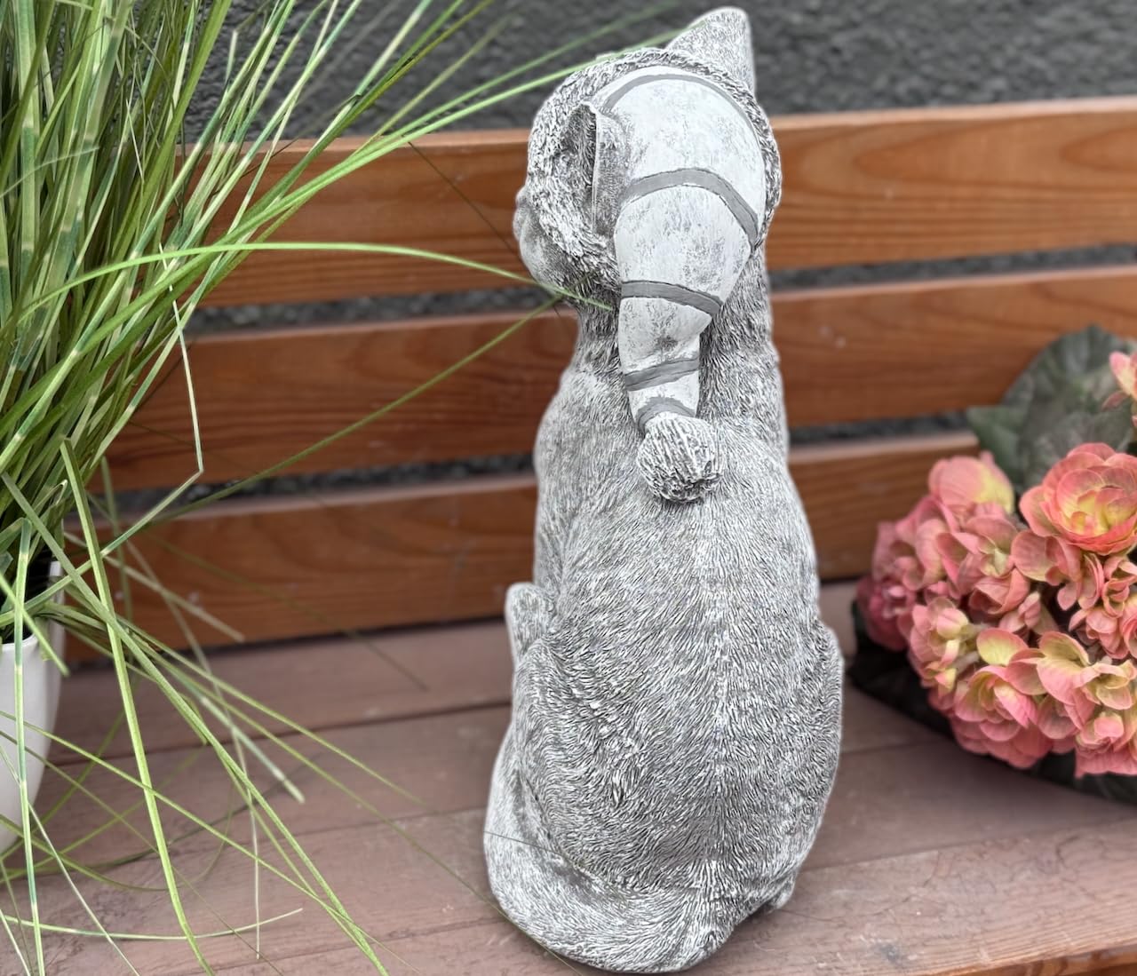 stoneandstyle Figurine chat en pierre - Bonnet de sommeil - Résistant au gel - En pierre - Hauteur : 30 cm - Poids : 5,6 kg