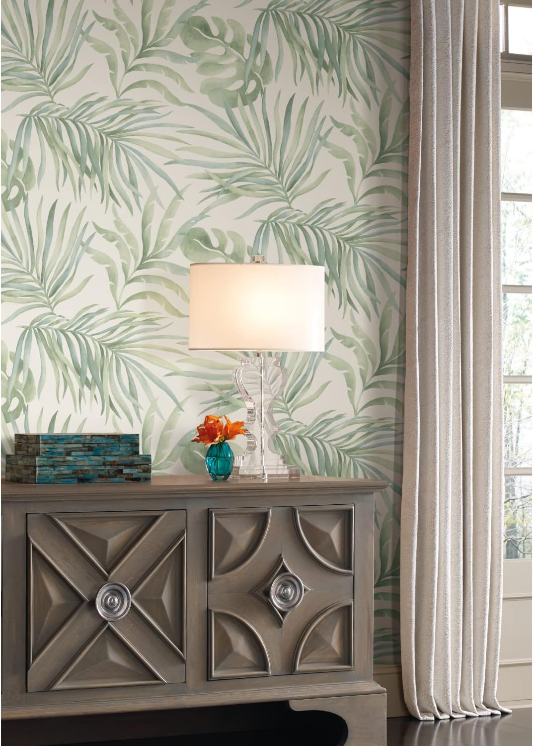 York WallcoveringsCandice Olson PSW1413RL Aloe Paradise Palm Premium Peel and Stick Wallpaper
