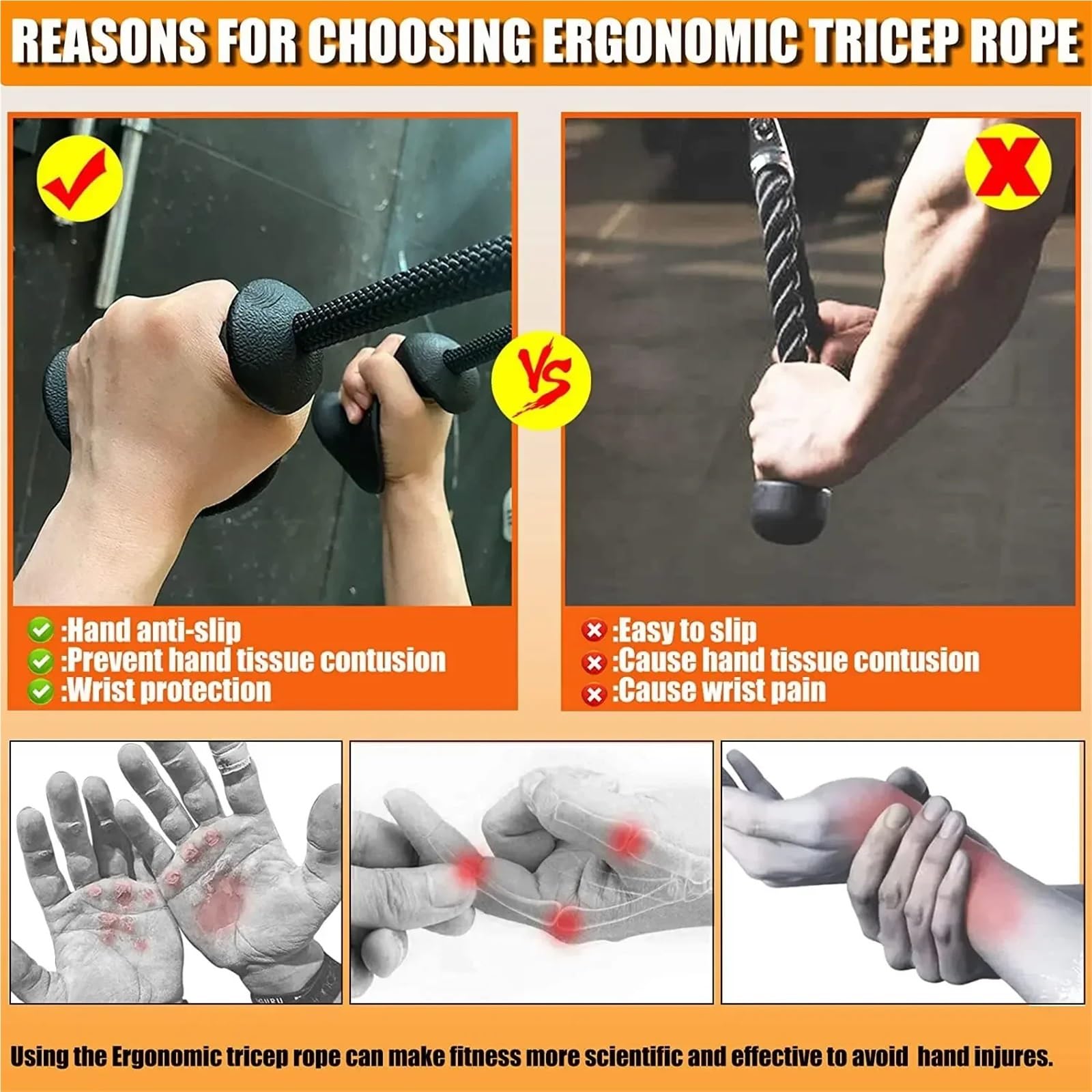 Corda per tricipiti Bicipiti Tricipiti Corda Pull Down Impugnature Muscolari Palestra Puleggia Cavo Macchina Attacco Schiena