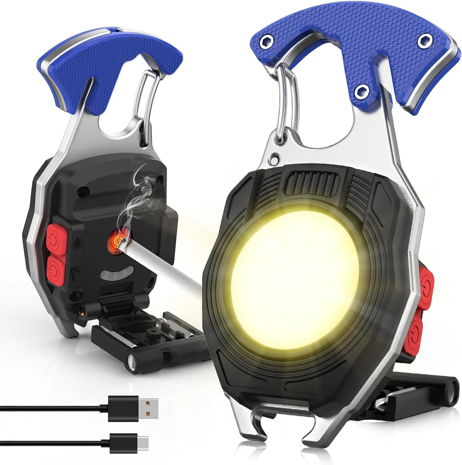 ajanma Keychain Work Light, 7 Modes Mini Rechargeable Torch, 800 Lumens COB Keychain Flashlight, Portable Light with Whistle for Outdoor Camping Multifunctional Emergency Lighting-image-34