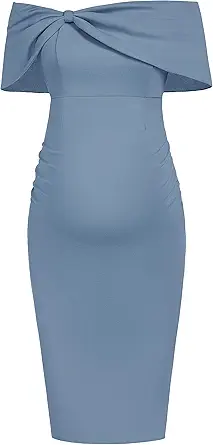Maacie Maternity Bodycon Dress Mesh Sheer Sleeve V Neck Elegant Pencil Formal Dress for Baby Shower