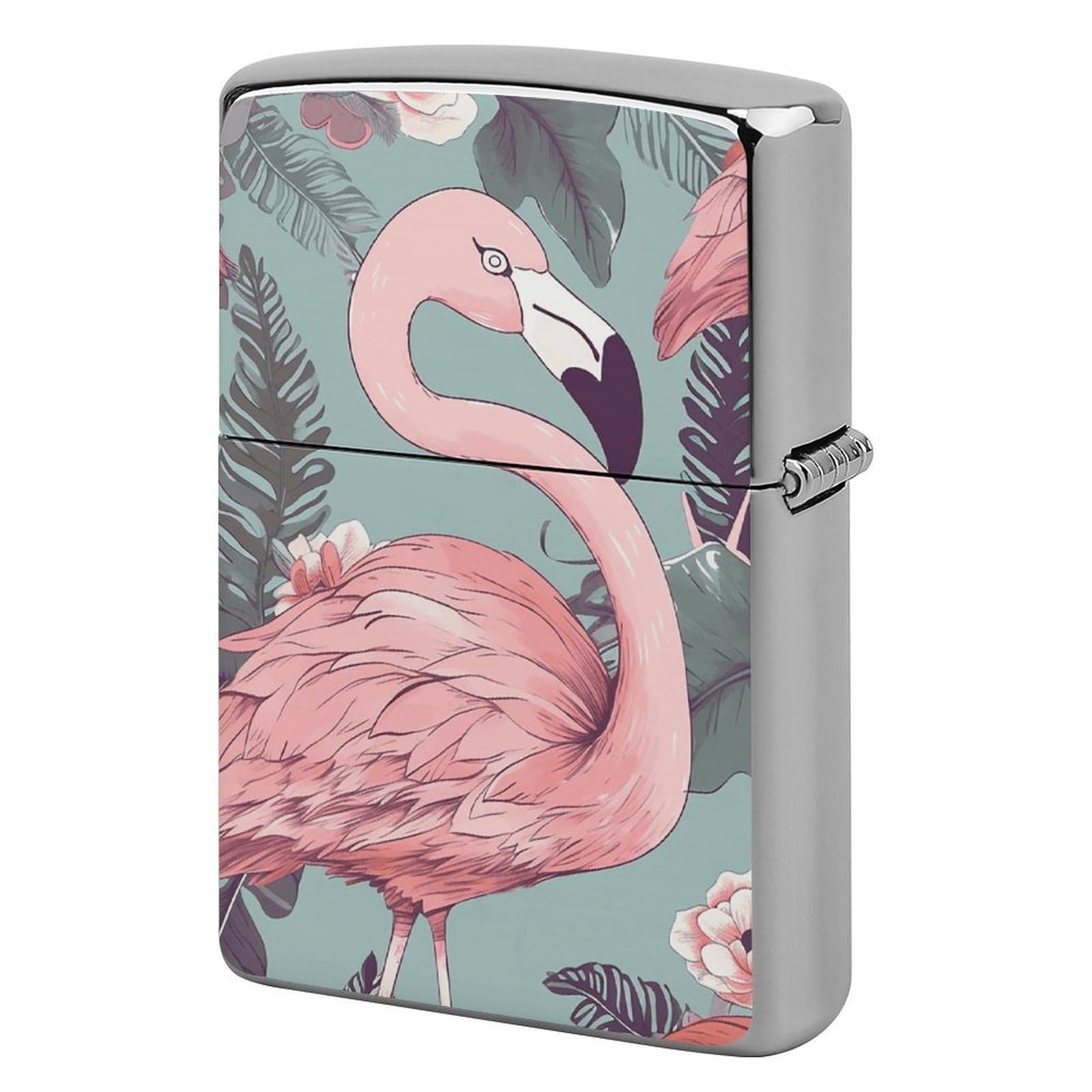 Flamingo Lighter Case Vintage Metal Lighter Cover Reusable Lighter Protective Sleeve Unique Design Personalized Lighter Sleeve Holder Against Dust and Scratches