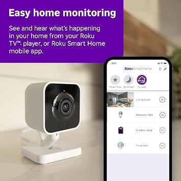 Roku Indoor Camera, Home Security with 1080p HD Color Night Vision, 1-Pack