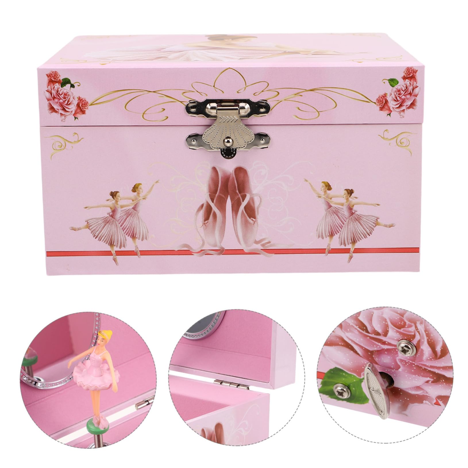 Joyero Musical Ballet para Niña 13 Cm Rosa con Bailarina Giratoria Caja de Música Decorativa Infantil Obsequio Cumpleaños