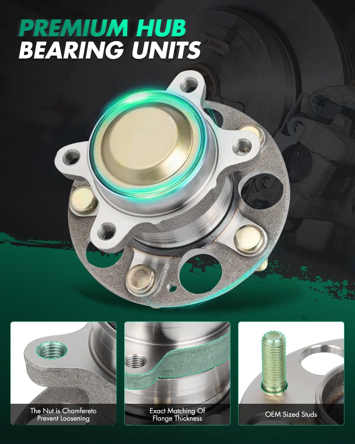SCITOO 1pc Rear Wheel Bearing Hub Assembly 512503 fit for Acura ILX 2013-2018, for Honda Civic 2013-2015, W/ABS 5 Lugs