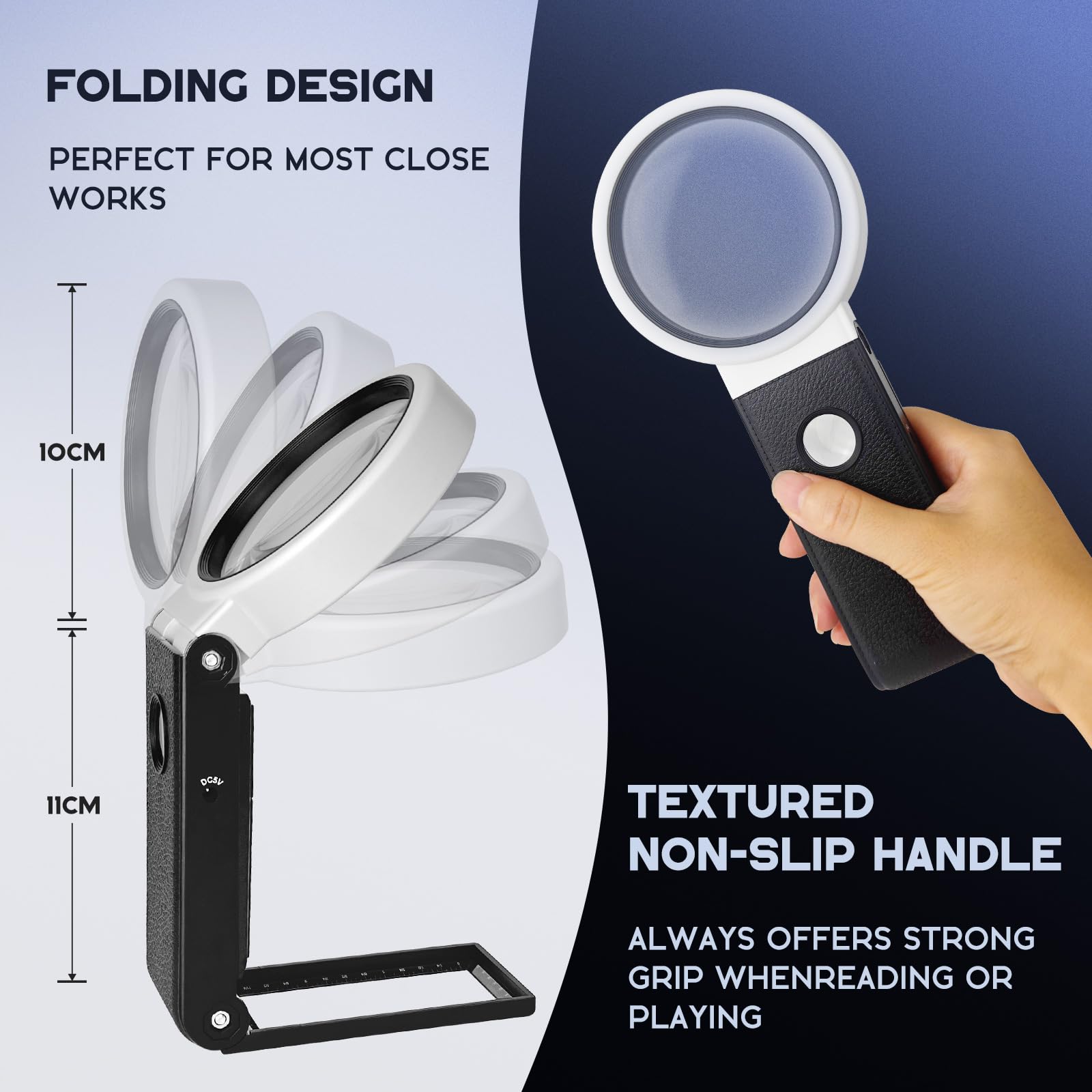 Loupe De Lecture 25X 8X Avec Lumière LED - Loupe Grossissante Portable Pliable Pour Seniors, Bijoux Et Travaux Manuels