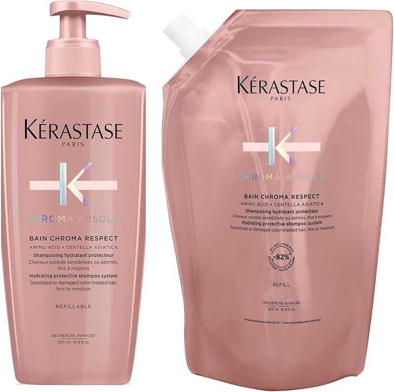 Chroma Absolu Chroma Respect Shampoo & Conditioner Set For Sensitized or Damaged Color-Treated Hair - Protects and Hydrates With Glycerin and Hyaluronic Acid