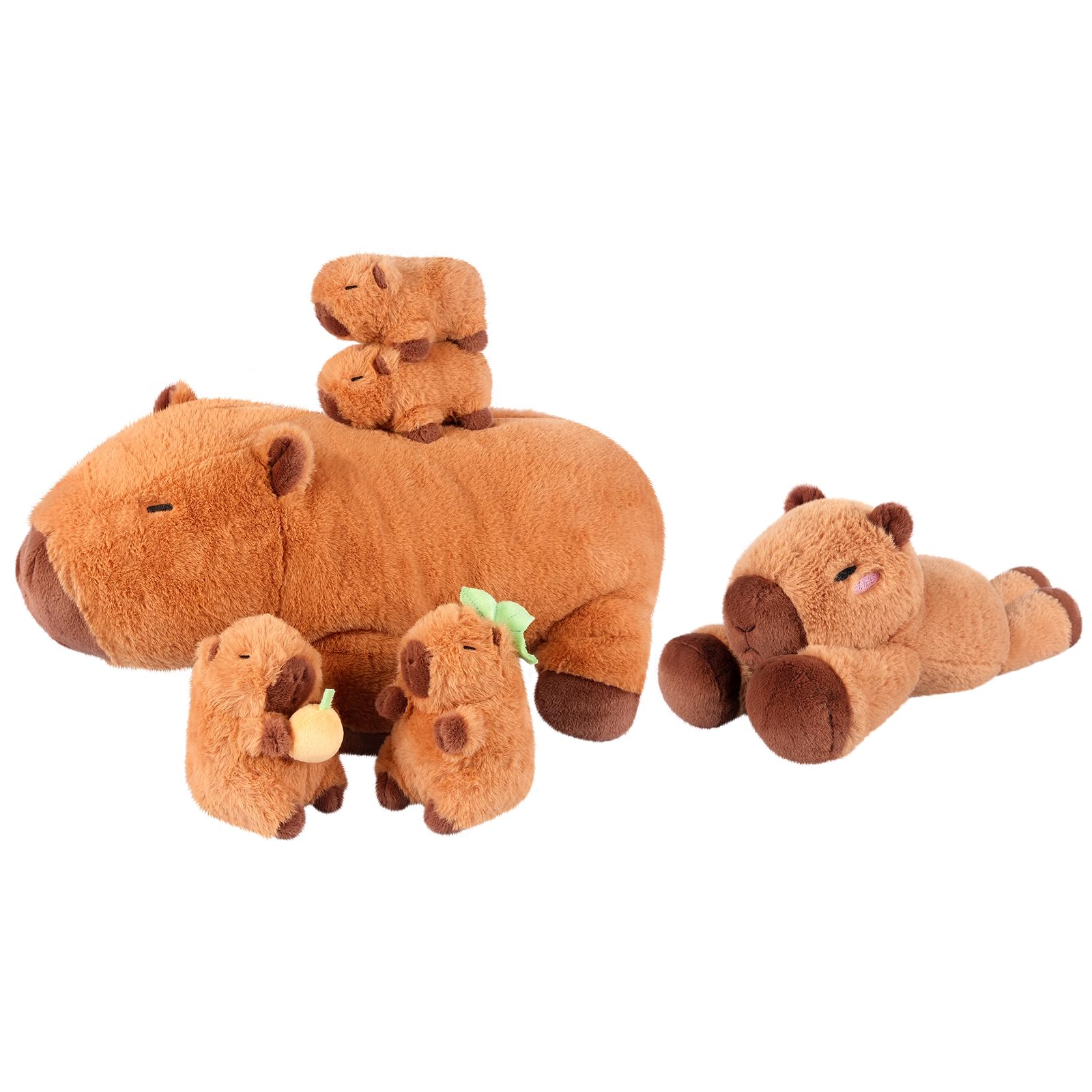 5-in-1 Capybara Stuffed Animals with Babies Inside 5PC Set Capybara Plush with Mommy 4 Babies Capybara Plushies Cute