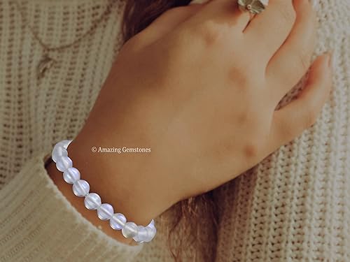 Miniatura 450 de Amazing Gemstone Pulsera de cristal para mujeres y hombres, pulsera de cristal curativo de protección, pulsera elástica con cuentas de piedras