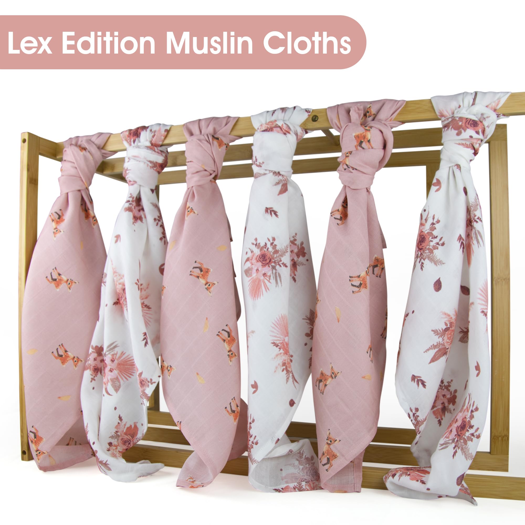 Large Baby Muslin Cloths - 100% Cotton Muslin Squares (Pack of 6, 70 x 70 cm), Lex Edition Baby Muslins, 70cm x 70cm - Image 2