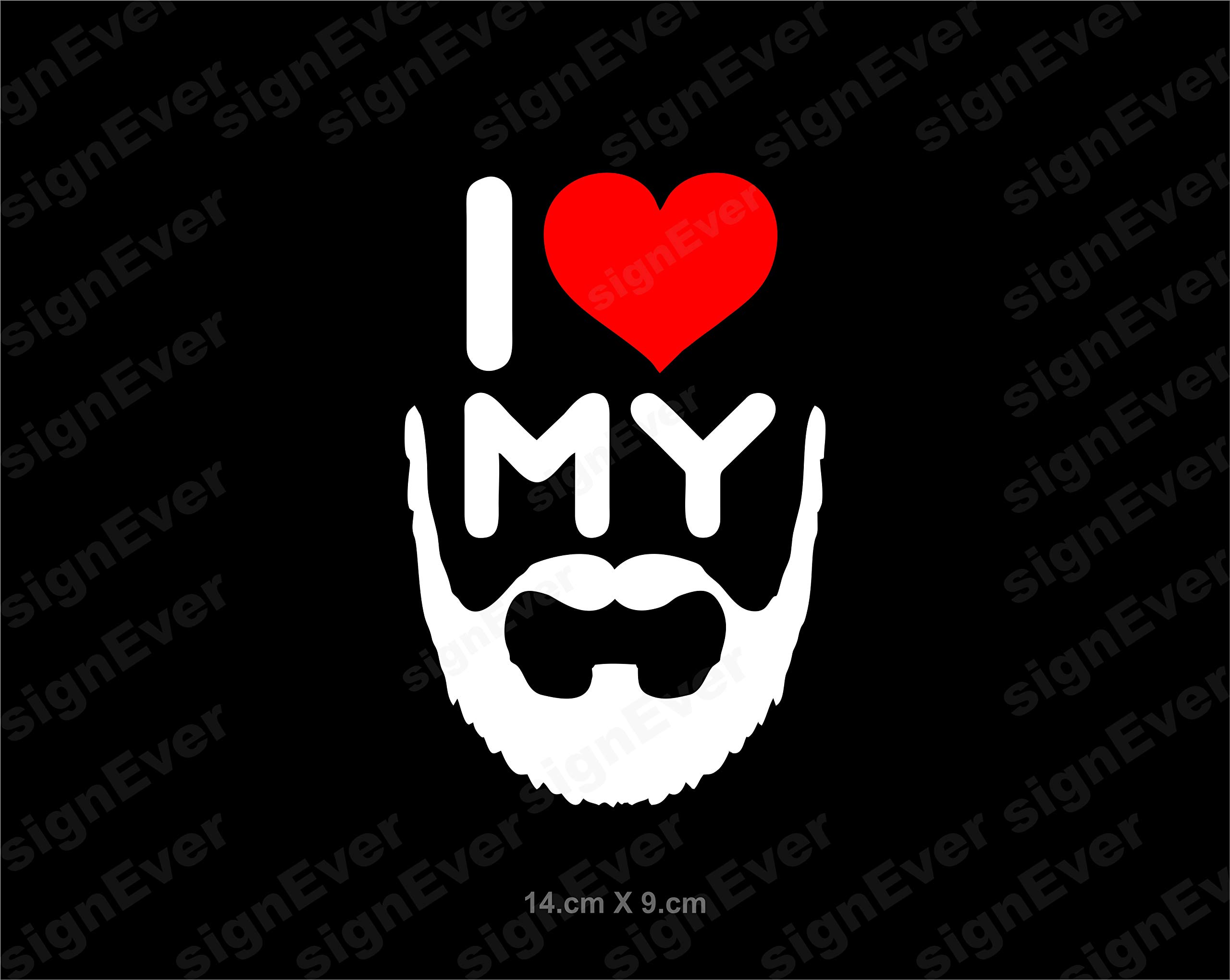 Sign Ever Bike I Love My Beard Sticker Racing Suitable for Tank Back Side Decals (Color-White,Red) L x H 9.00 x 14.00 Cms