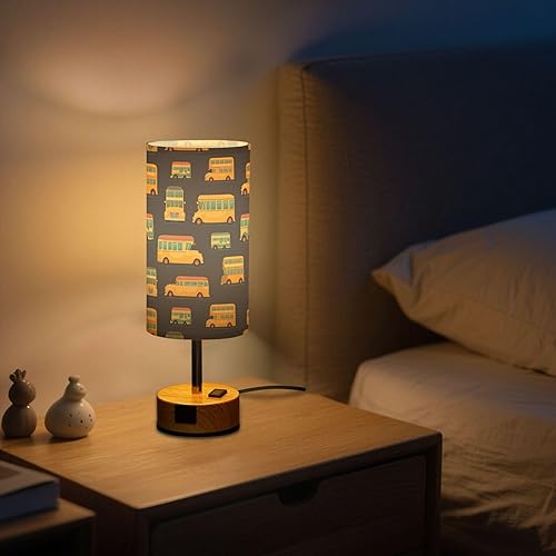 Miniatura 8 de Bus Retro Dimmable Bedside Touch Lamps with Charging Ports for Living Room Bedroom Nightstand Office Desk, Light Bulb Included