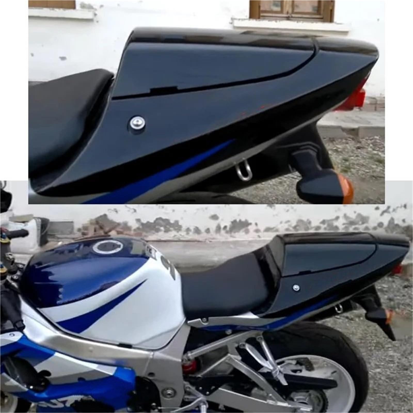Juego de Carenado Cubierta del Asiento Trasero del Pasajero de Motocicleta Compatible con Suzuki K2 GSXR1000 GSXR 600 750 00 01 02(Black)