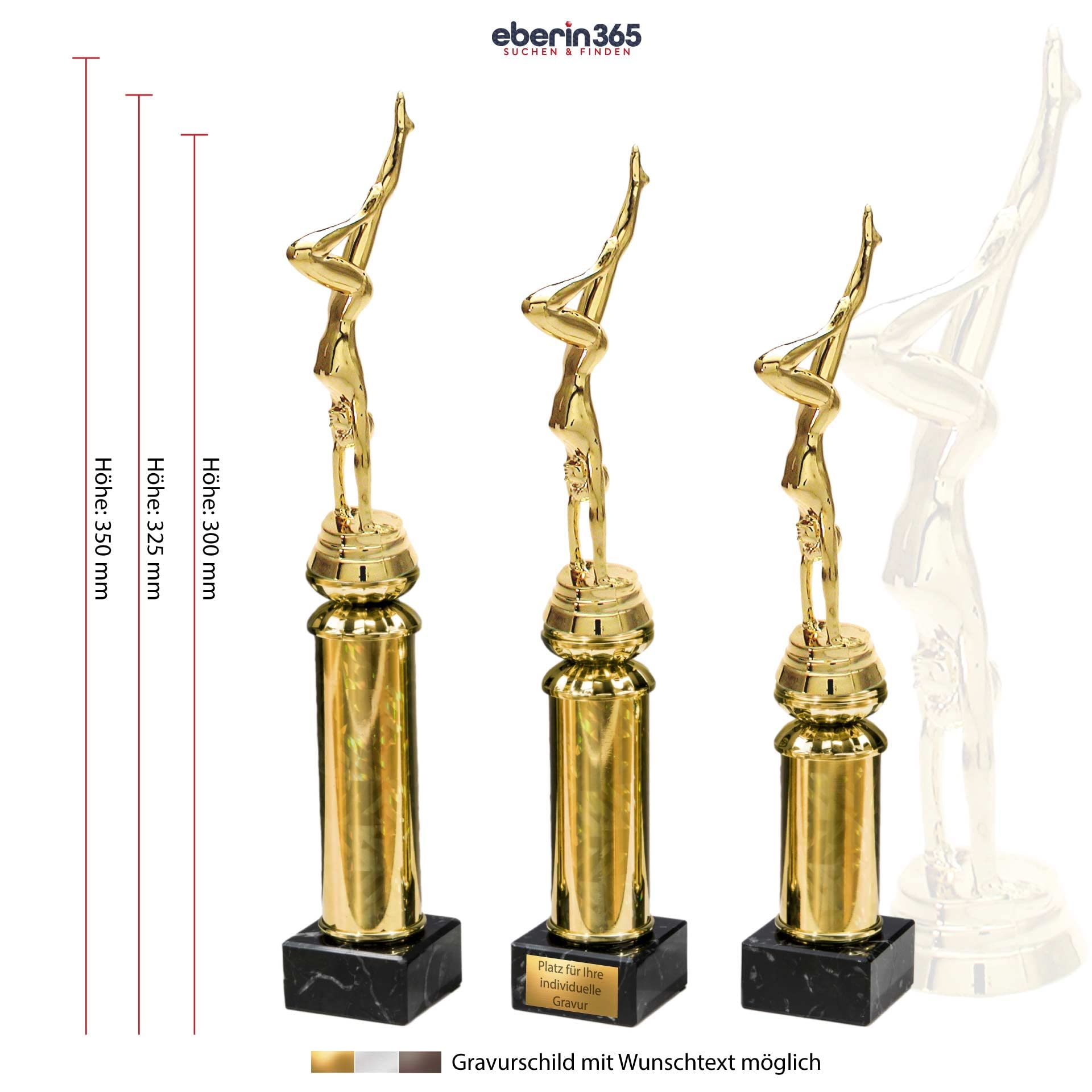 Badminton Pokal Mit Gravur - Federball Wanderpokal Auf Marmorsockel In 3 Größen