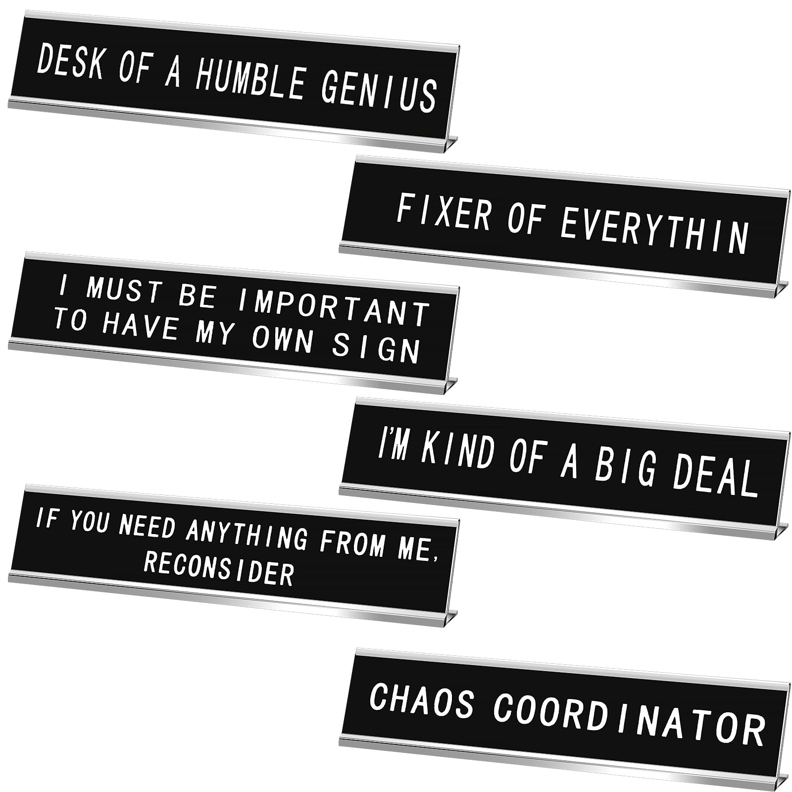 Menkxi 6 Pcs Funny Desk Signs Funny Desk Name Plaque Gifts for Chaos Coordinator, Boss, Men Coworkers Fun Desks Accessories for Office Gag Office