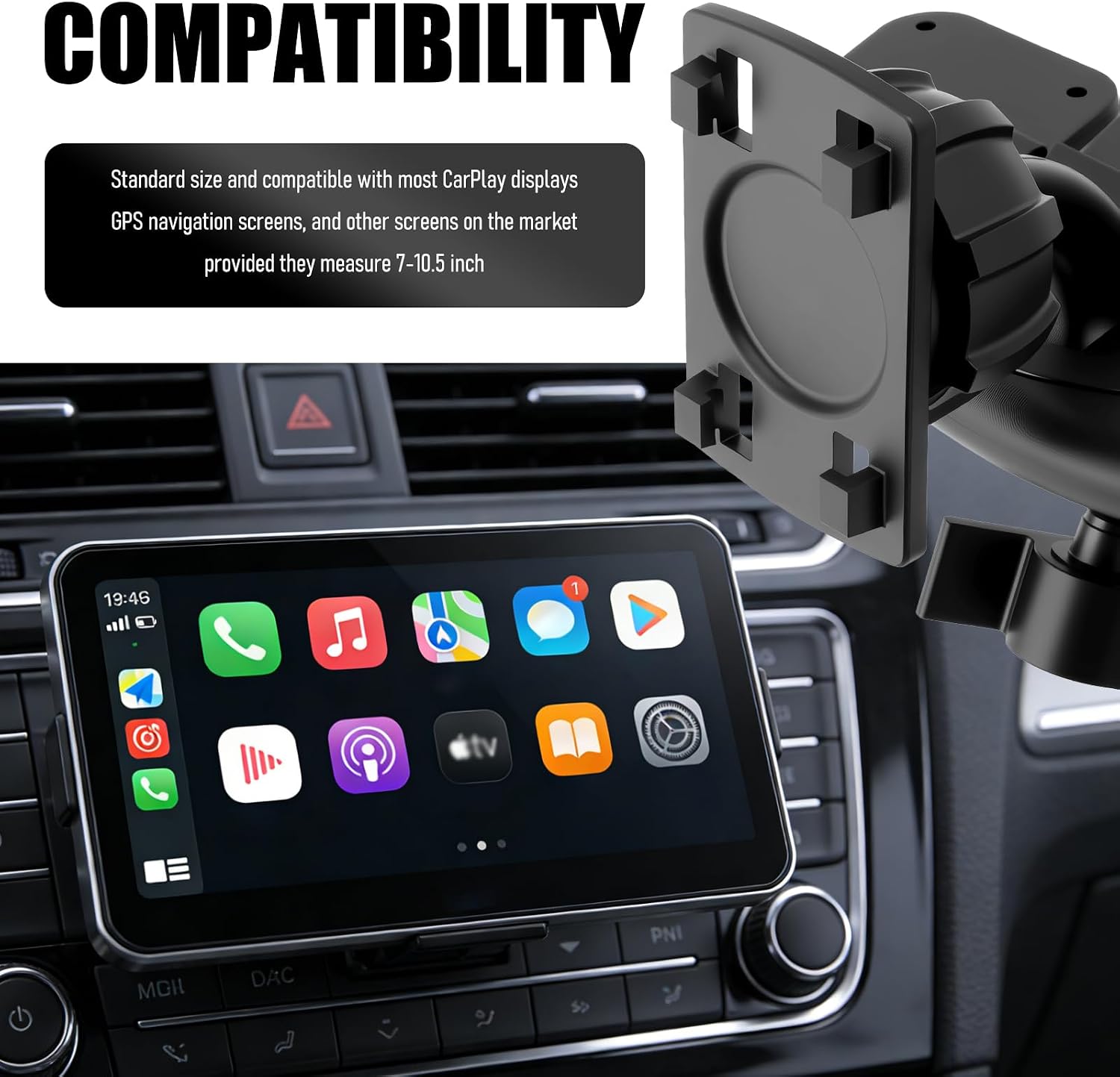 2026 Upgraded CD Slot Mount for CarPlay Screen,360° Rotatable CD Mount for CarPlay Screen,GPS Display,Car Screens,Anti-Vibration CarPlays CDs Mounts for 7"-10.5" Display