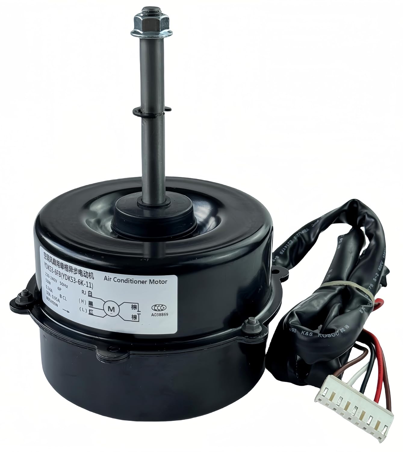 YDK53-6FB(YDK53-6K-11) Air Conditioning Motor, 6P air Conditioning Outdoor Motor Cooling Motor YDK53-6FB(YDK53-6K-11) 5-Wire 220-240V 53W 0.74A 50Hz