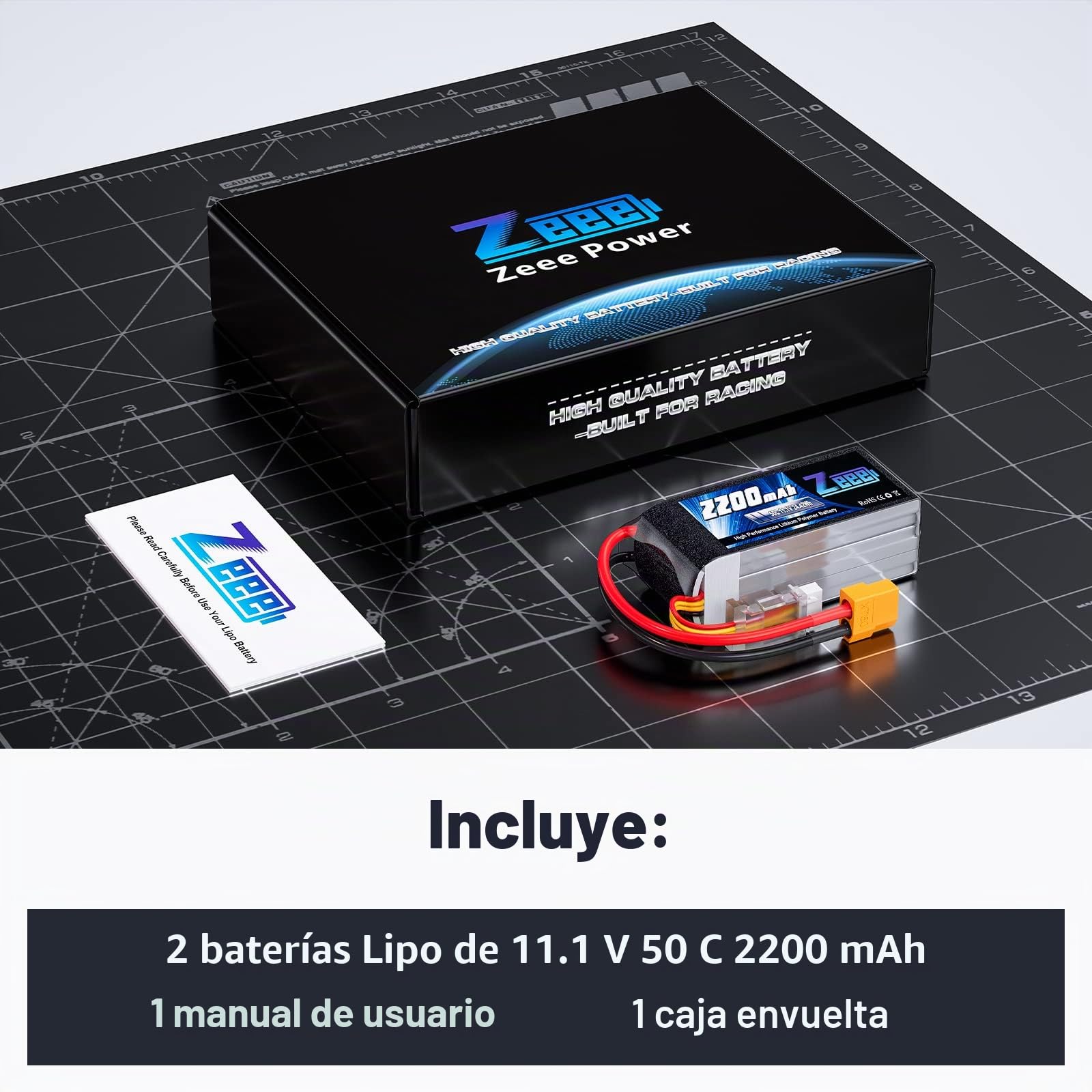 Zeee 3S Lipo Batería 11.1V 50C 2200mAh Batería Corta con Enchufe XT60 para RC Coche Camión RC Vehículos Barco Drone RC Avión Cuadricóptero Helicóptero FPV Racing Hobby Modelos (2 Piezas)