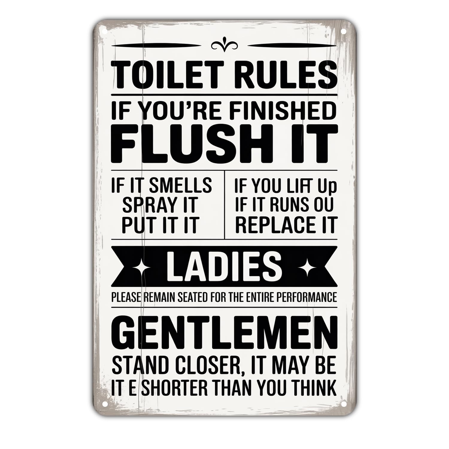 Bathroom Toilet Rules Tin Sign Vintage Restroom Metal Sign Print Aesthetic Metal Tin Sign 8X12 Inch