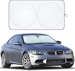 EcoNour Car Windshield Sun Shade with Storage Pouch | Front Window Sun Protector for UV Rays & Sun Heat | Car Interior Accessories Fits Small Sedans, Mini SUVs and Hatchbacks | Standard (64x32 inches)