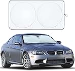 EcoNour Patented Design Car Windshield Sun Shade | Blocks 99% Heat & Keeps Interior Cool | Fits Cars, SUVs, Trucks | Automotive Sun Screen, Visor & Car Accessories for Summer | Medium (64x32 Inches)