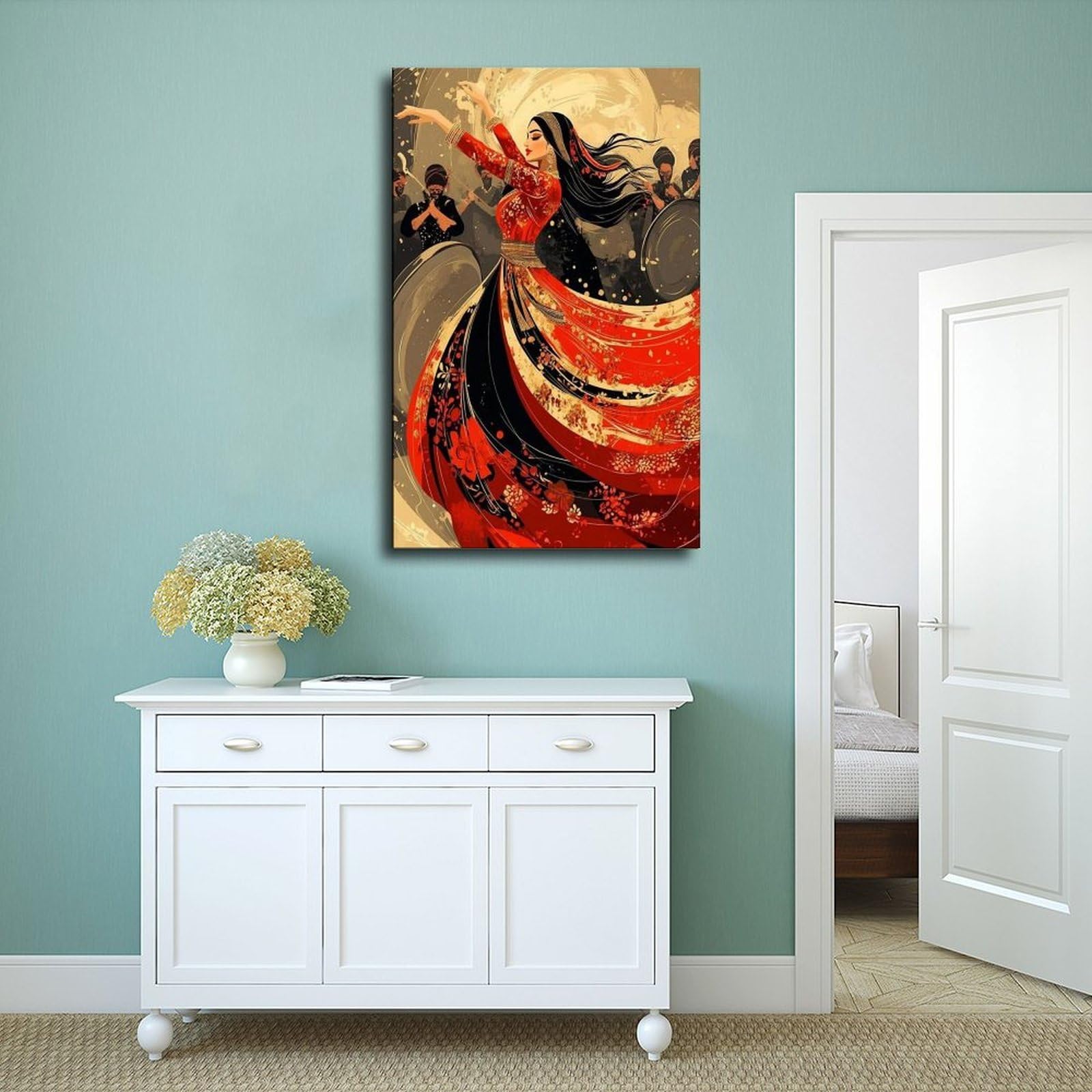 Stampa artistica da danza, poster su tela tradizionale per festival culturali, decorazione per camera da letto, ufficio, stanza, regalo, 40,6 cm di lunghezza x 61 cm di larghezza
