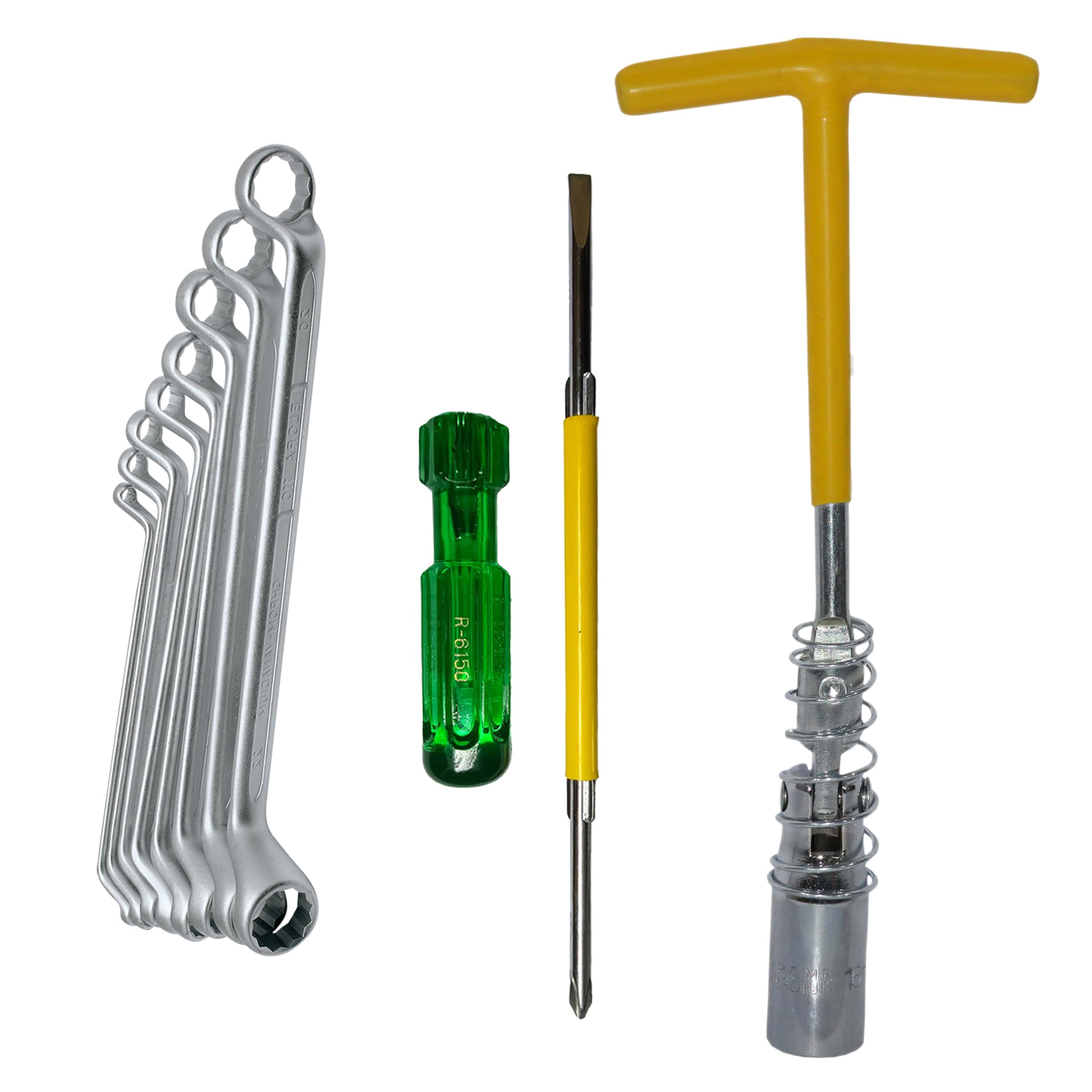 Digital Craft 16MM Spark Plug Wrench with 8Pc Ring Spanner Set & 2-in-1 Screwdriver – Complete Automotive and Mechanical Tool Kit-image-42