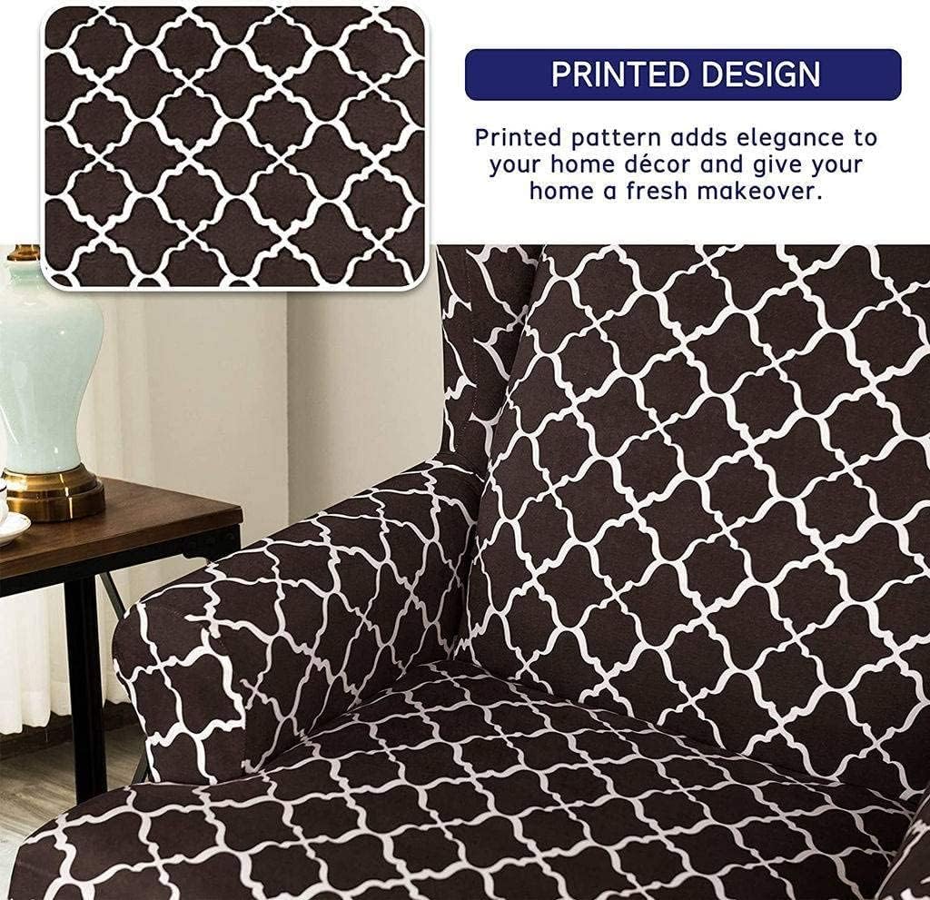 Sofa Covers Stretch Wing Chair Slipcovers,Armchair Covers Ultra Soft Polyester Fabric,Modern Printed Pattern Stretch Sofa Slipcover Furniture Protector (Color : Gray, Size : 2 Piece)
