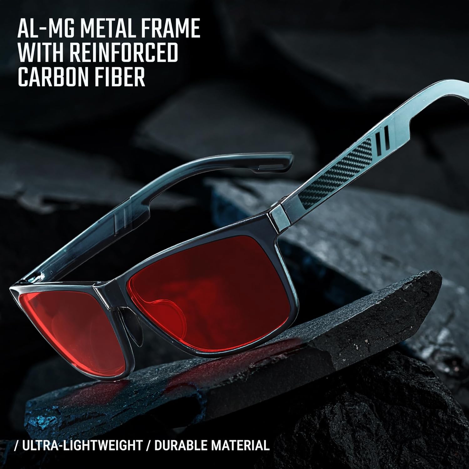 Carbon Blue Light Blocking Glasses Men for Computer, Gaming, Metal Frame Green Light Protection Night Driving Glasses for Man - Image 4