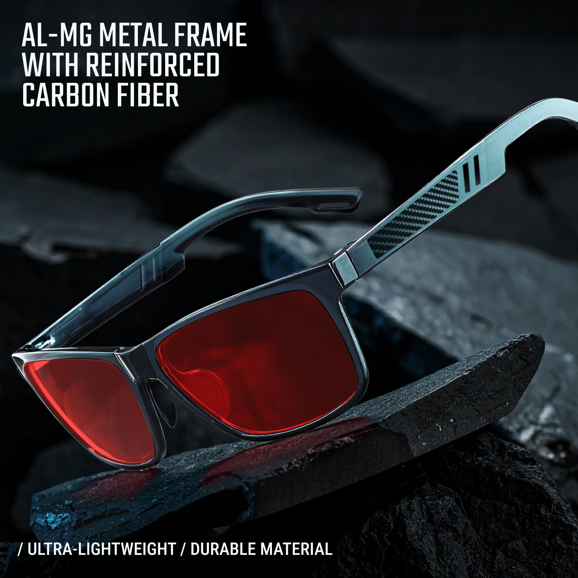 Lunettes anti-lumière bleue en fibre de carbone pour homme avec protection UV400 et monture TR90