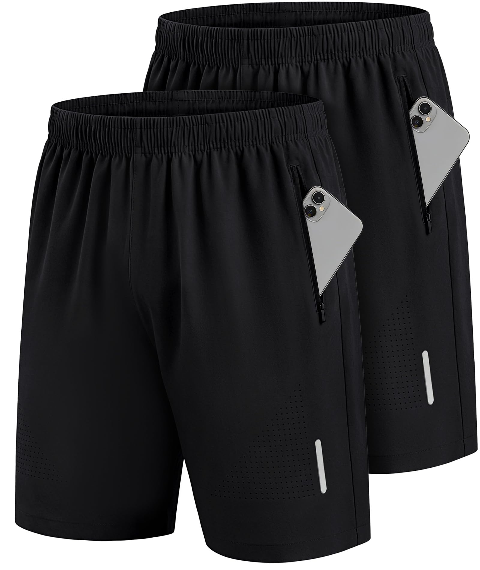UUMIAER Sporthose Herren Kurz Schnell Trocknend mit Reisverschlusstaschen Sport Shorts Kurze Hosen Geeignet für Verschiedene Freizeit und Sport Gelegenheiten