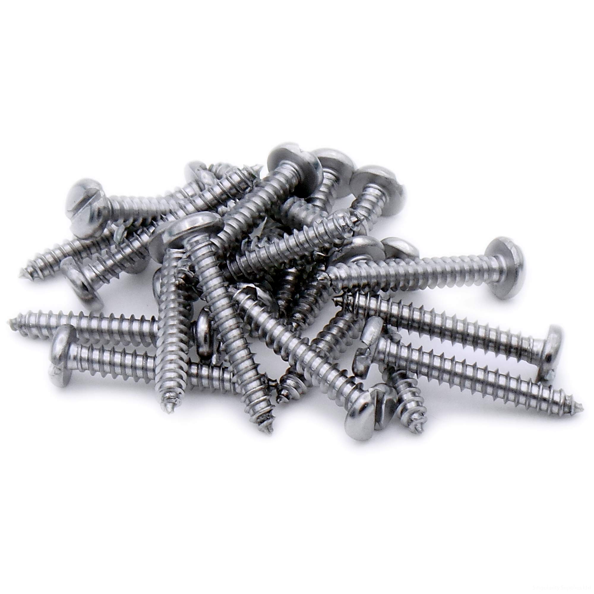 Singularity Supplies Silver No.8 X 0.75 (4.2Mm X 19Mm) Slot Pan Self-Tapping Screw - Stainless Steel (A2) (Pack Of 20)