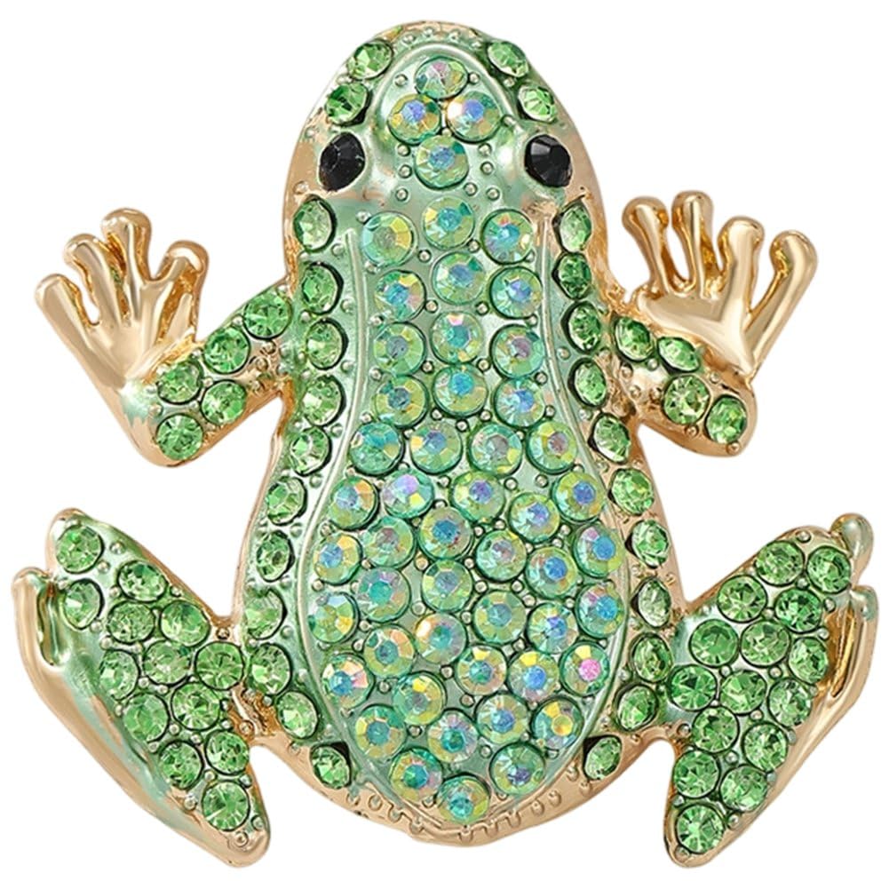 Fituenly Crystal Frog Brooch, Rhinestone Animal Statement Pin for Women, Funny Frog Lapel Badge for Halloween Christmas Party, Bag Coat Decor Clip