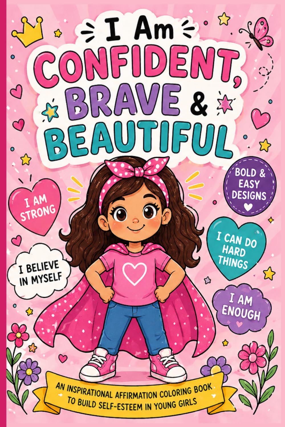 I Am CONFIDENT, BRAVE & BEAUTIFUL: An Inspirational Affirmation Coloring Book for Girls with 50 Positive Self-Esteem Building