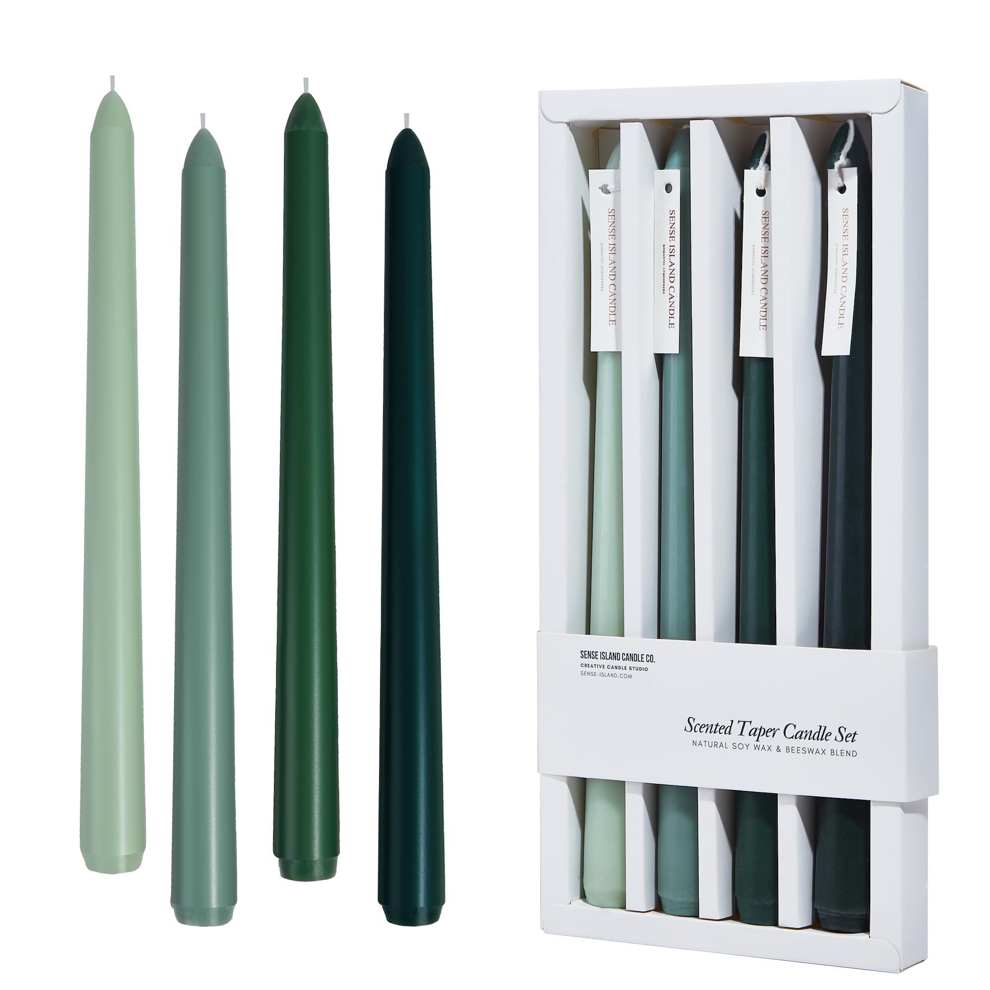 Juego de velas aromáticas de cera de soja natural, aroma delicioso, hermosa decoración del hogar, regalo para familiares y amigos (tonos verdes)
