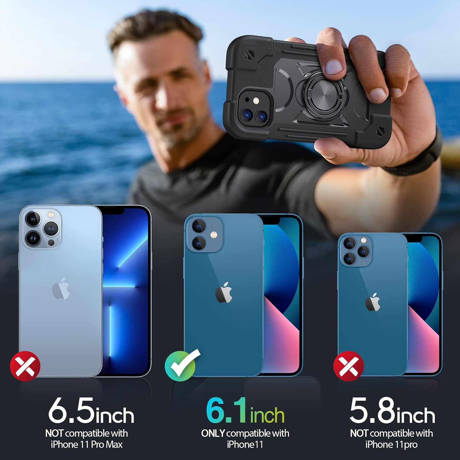 ORIbox Case Compatible with iPhone 11 Case, Heavy Duty Shockproof Anti-Fall case with ring kickstand