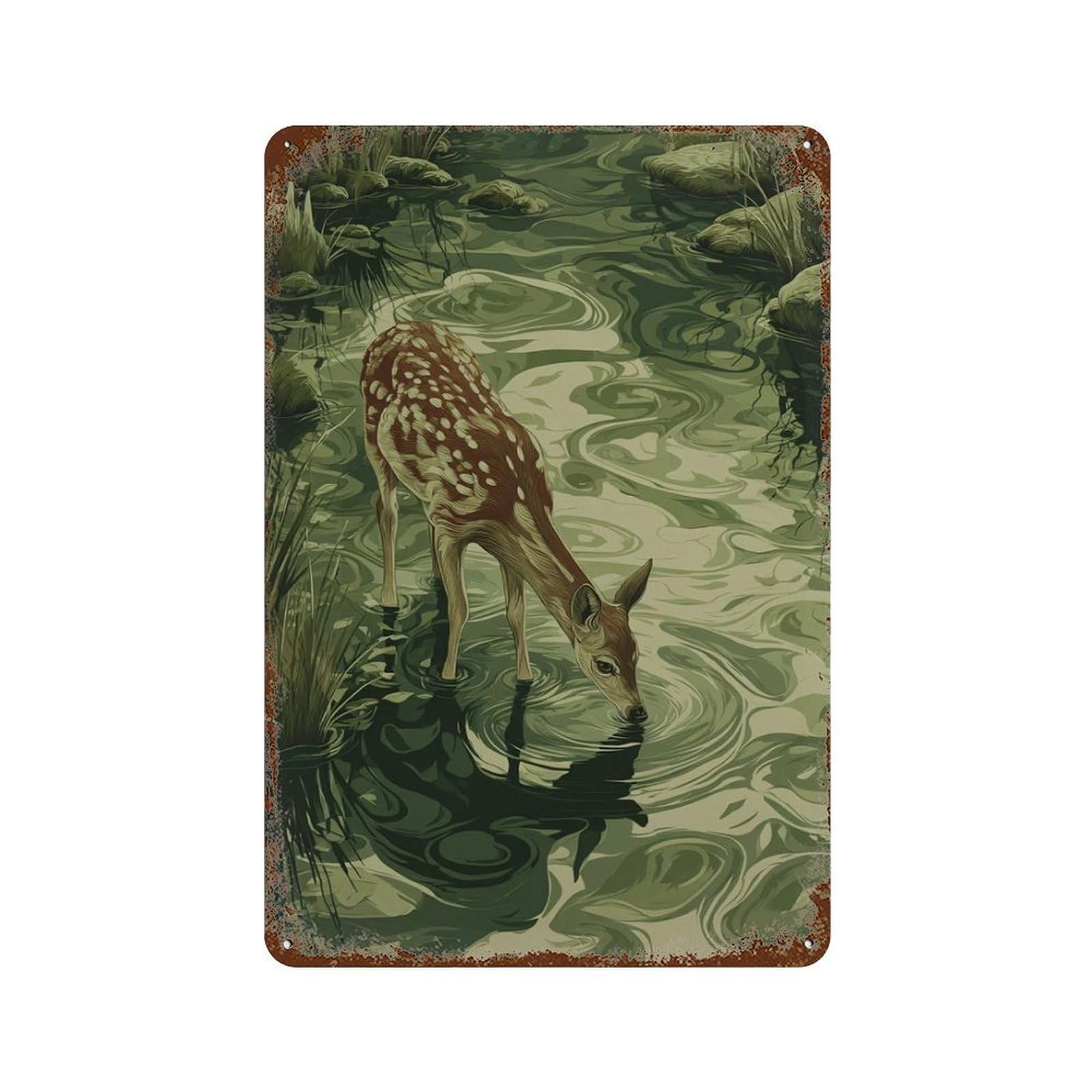 xiaoxiaoshen Deer Forest Botanical Nature in Modern Style Wall Decor Art Metal Tin Poster Modern Home Decor Art Home Bar Shop Decorations Vintage Sign 30x20cm