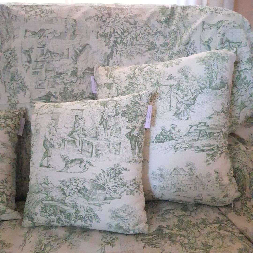 RICAMI FIORENTINI BALDI Coppia di copricuscini cm 50x50, cotone robusto Toile de Jouy, set 2 federe per cuscini arredo con zip. Misure personalizzabili (cm 50x50)