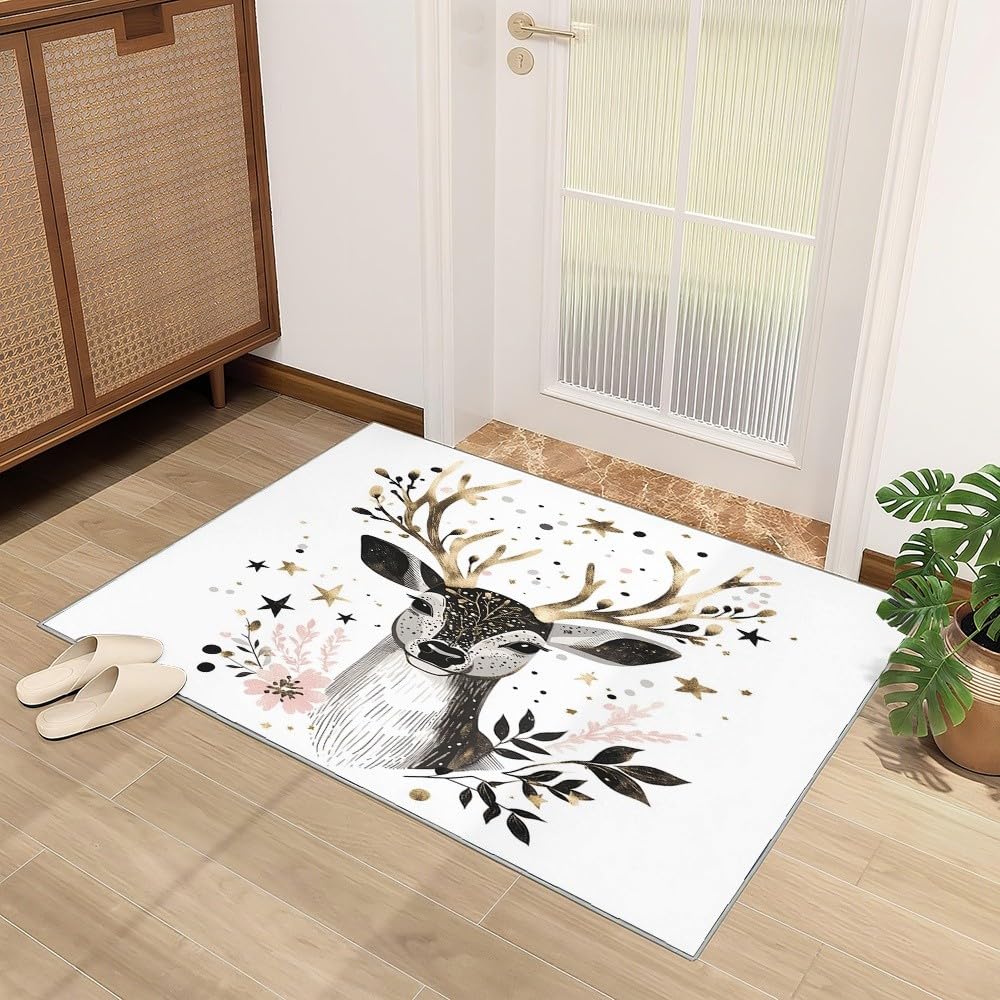 Generico Dywan 3D do salonu z krótkim włosiem 180 x 240 cm, ilustracja mody łoś dywan do pokoju dziecięcego antypoślizgowy zmywalny, białe dywaniki do dekoracji przedpokoju salonu, salonu