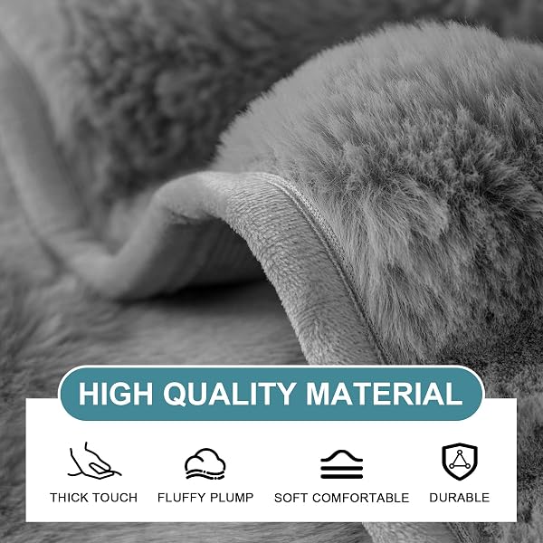 SHANNA Thick Rabbit Plush Sofa Cover 1 2 3 Seater, New Universal Non-Slip Corner Sofa Cover L Shape Super Soft Faux Fur Sofa Slipcovers for Living Room(Grey, 70 * 180cm Seater Cover) - 4