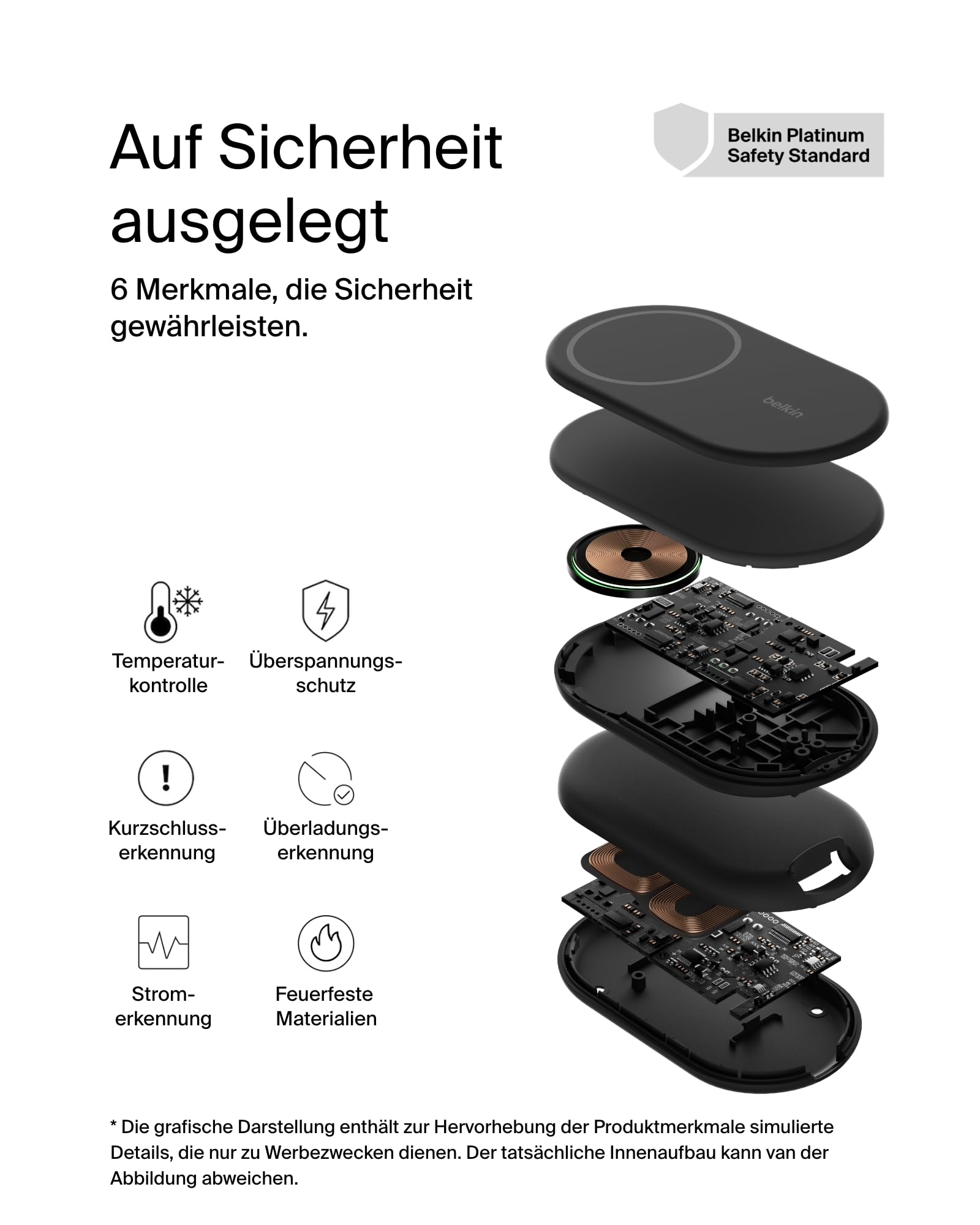 Belkin BoostCharge 2-in-1 magnetisches einklappbares Ladegerät Qi2, MagSafe-kompatibles 15 W, Schnellladegerät für Apple iPhone 17, Air, Pixelsnap, induktive Ladestation, inklusive Netzteil - Schwarz